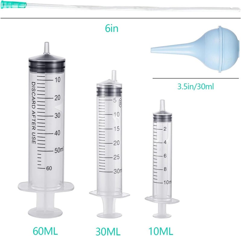Lukdin 9-Piece Puppy Tube Feeding Kit – Includes 5 Feeding Tubes, 3 Syringes (10ml, 30ml, 60ml) & 1 Bulb Syringe – Ideal for Small Pets, Kittens, Lambs & Whelping Care - Image 2